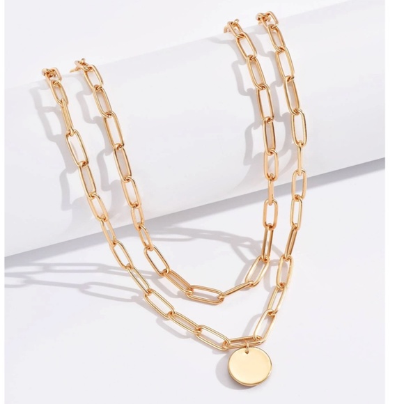 Gold Tone Double Layer Chain with Charm Fashion Necklace - Picture 7 of 10